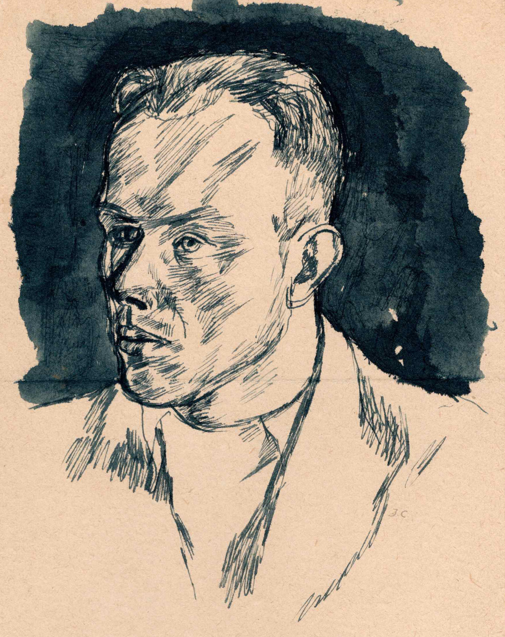 Portret przedstawiający Aleksandra Witliba podpiany jako portret nieudany. Józef Czapski, obóz w Griazowcu, 1941