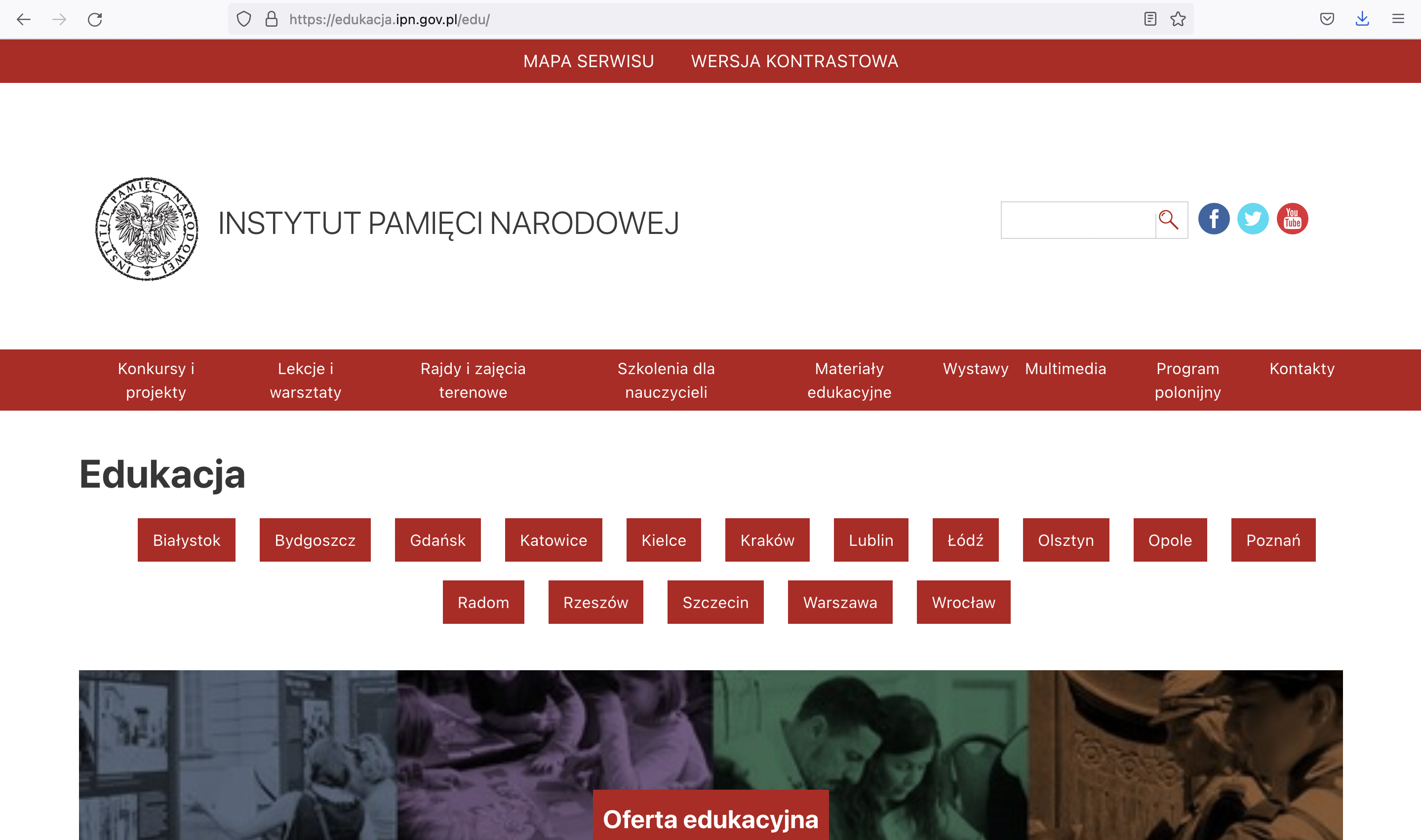 Zrzut ekranu: strona edukacja Instytutu Pamięci Narodowej